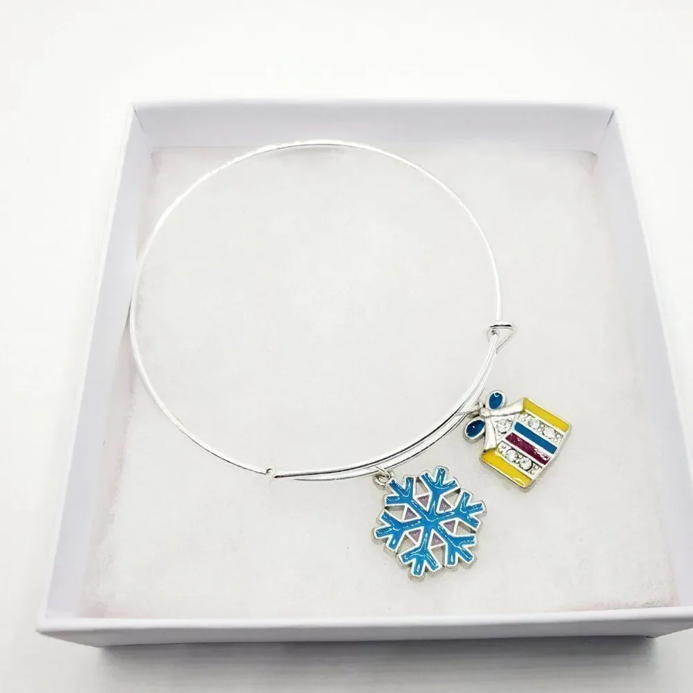 Silver Christmas Present Charm Bracelet